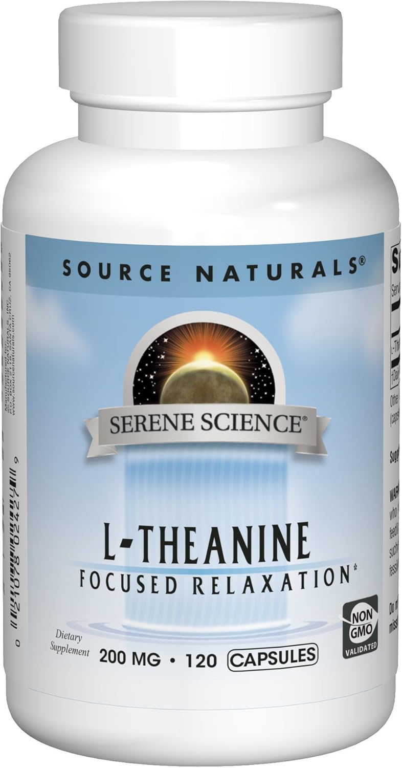 Source Naturals Serene Science L-Theanine, Made with Suntheanine, for Focused Relaxation, 200 mg - 120 Capsules