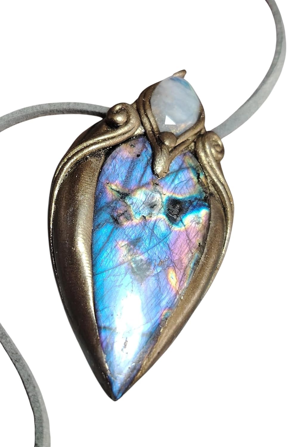 High Priestess | Spectrolite Pendant | Divine Feminine Art Jewelry | Purple Labradorite and Moonstone pendant archetype of intuition, mystery, sacred wisdom and the Divine... - Image 6