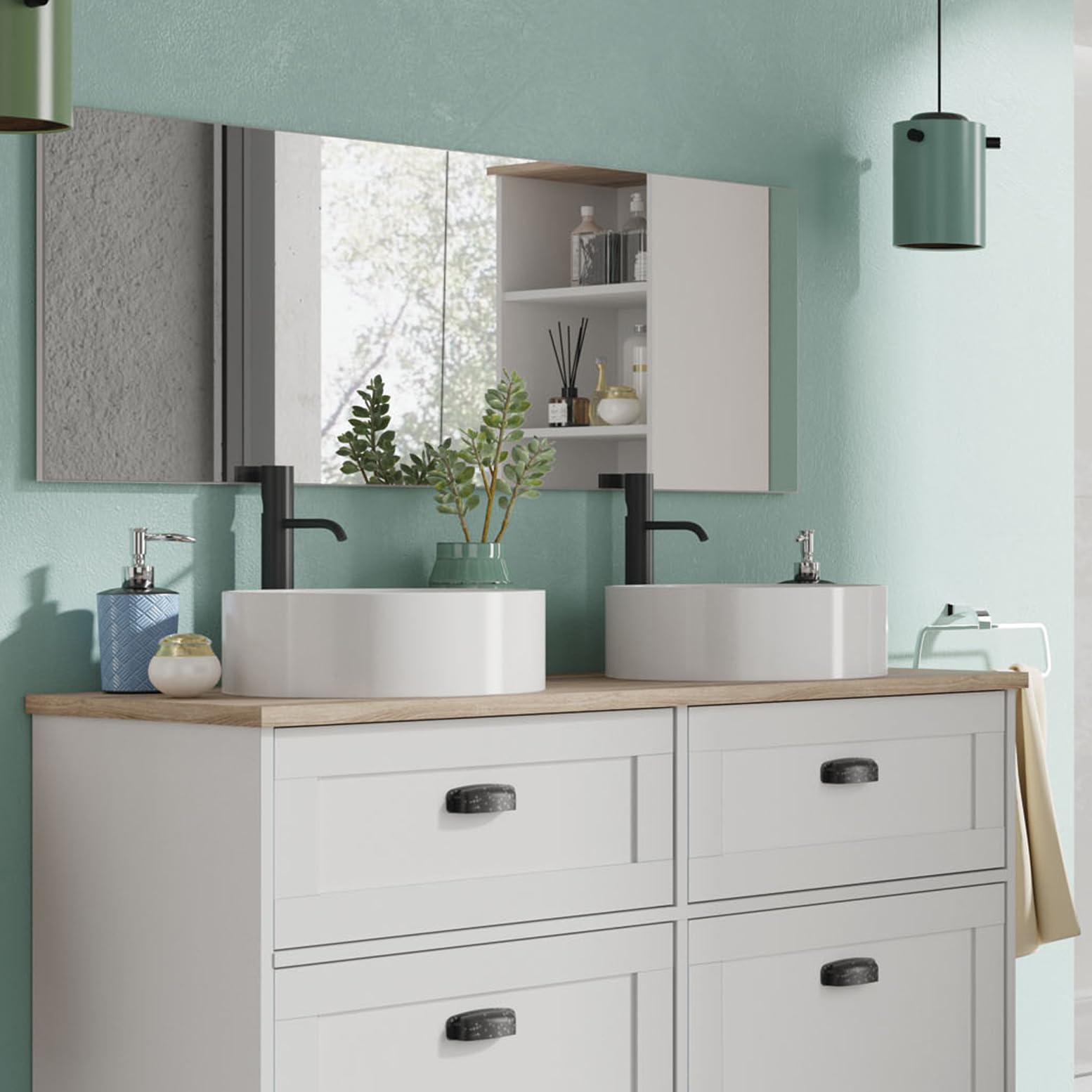 Lavabo cilindrico, in ceramica bianca, 12 x 36 cm (altezza x diametro)