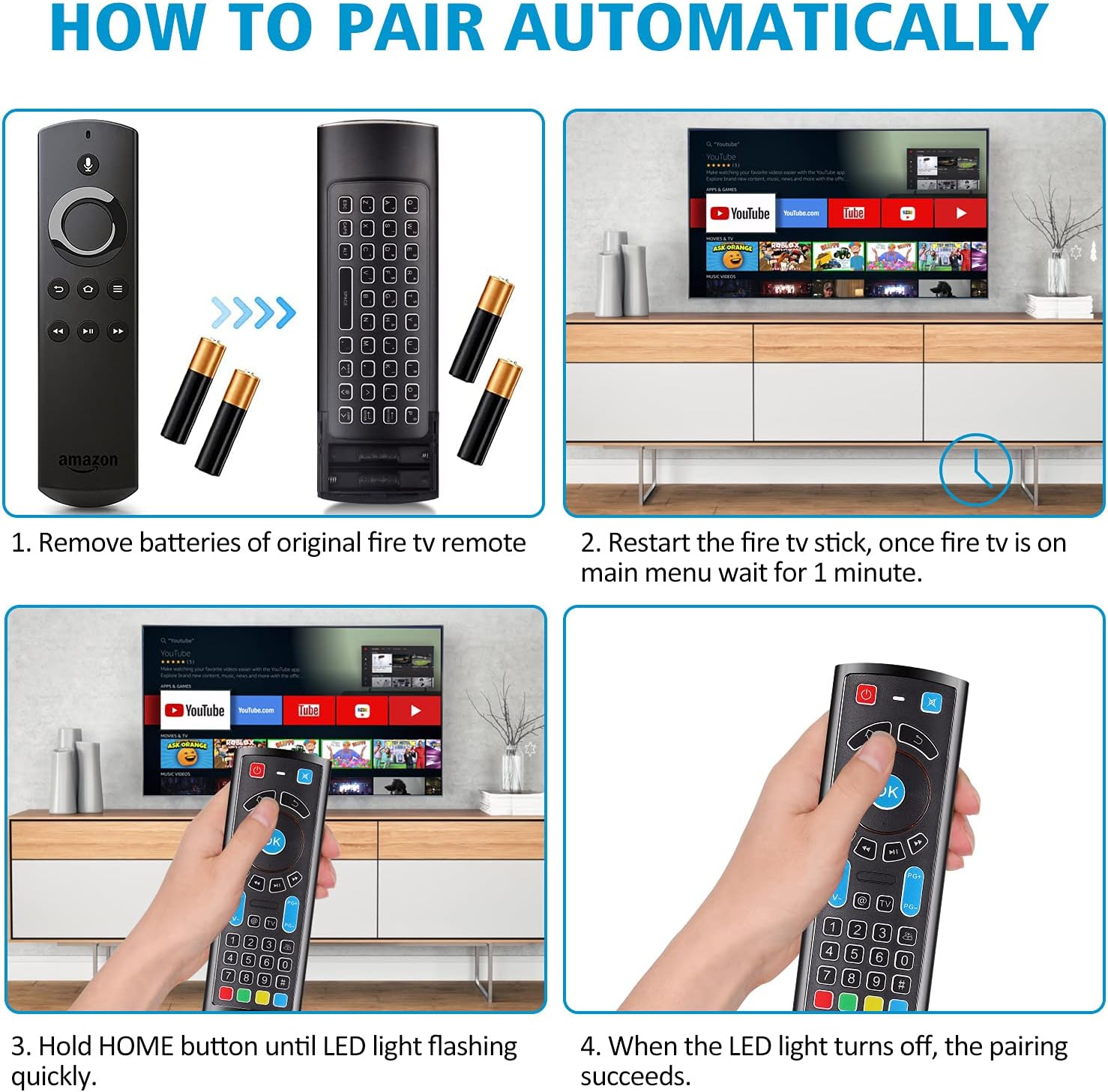 Fit for Fire Stick Remote Control Replacement & QWERTY Keyboard Bluetooth Controller with Power Volume Number Mute Infrared Programmable Buttons Controller(NO Backlit)