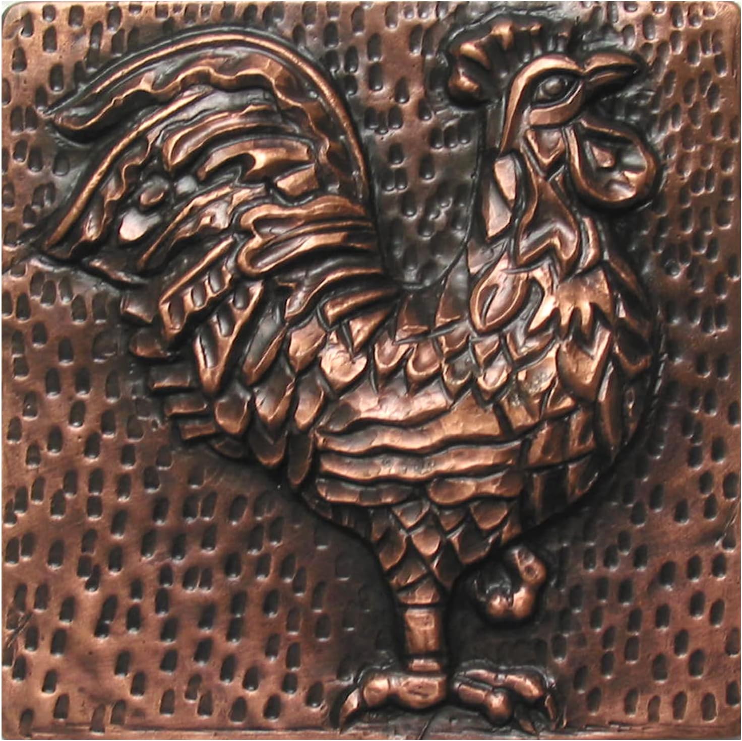 CT Copper Tailor Copper Backsplash for Kitchen, Hand Hammered Copper Tile, Decorative Metal Wall Art for Bathroom, Fireplace, Rooster Design,48" W x32 H
