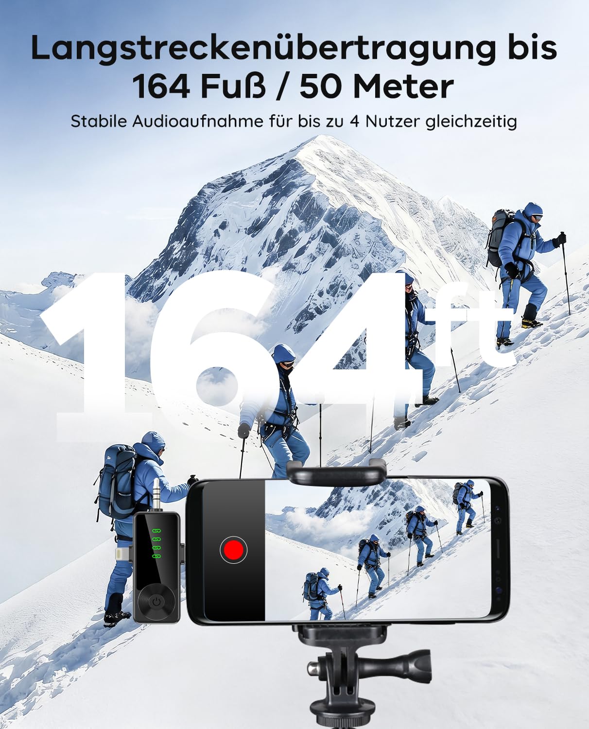 4er-Set kabelloses Lavalier Mikrofon für iPhone und Android-Handy | Mini Ansteckmikrofon mit Rauschunterdrückung für Kamera, Computer, YouTube, TikTok, Vlog, Podcasts und Live-Streaming