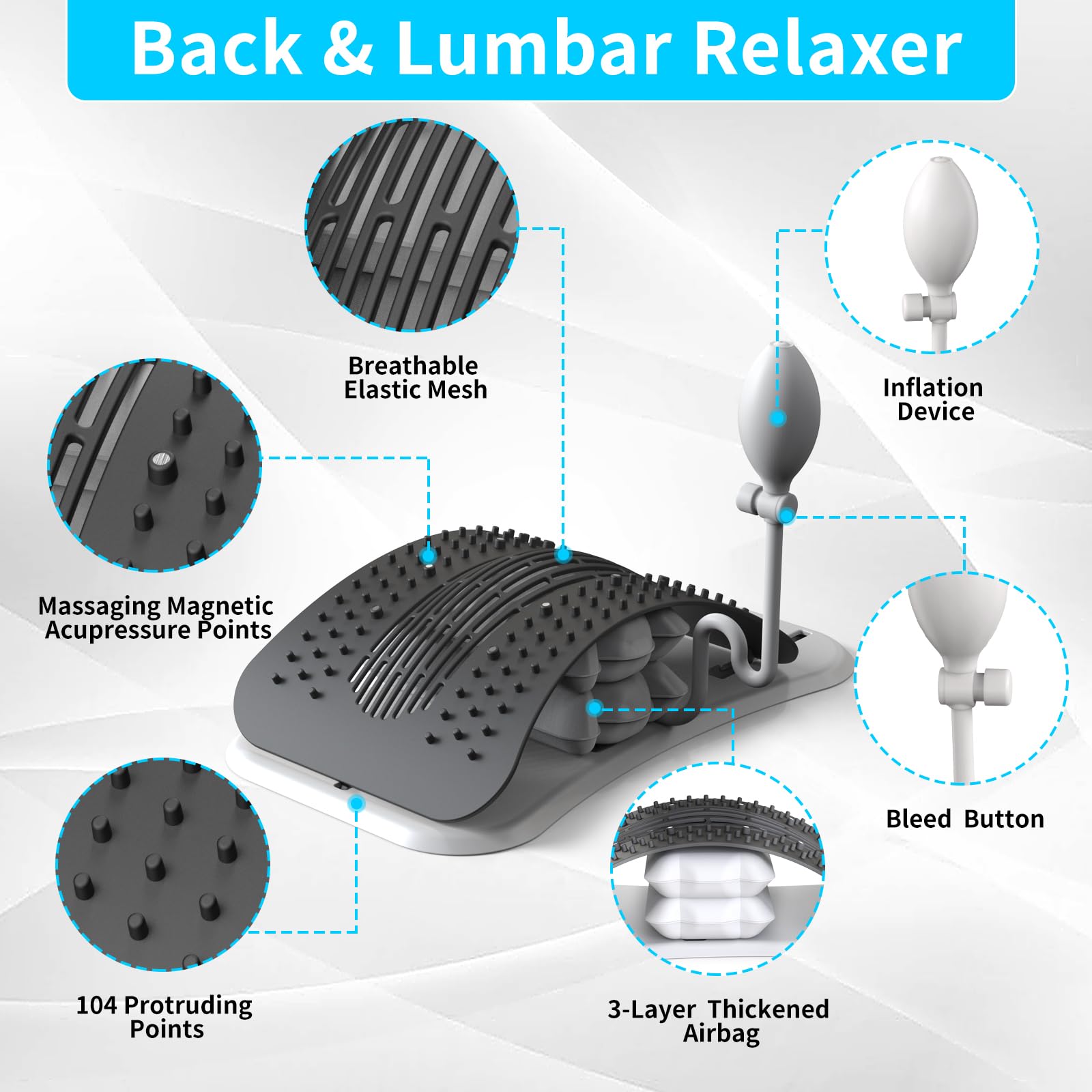 Snapklik.com : Back Stretcher For Lower Back Pain Relief,Adjustable Air ...