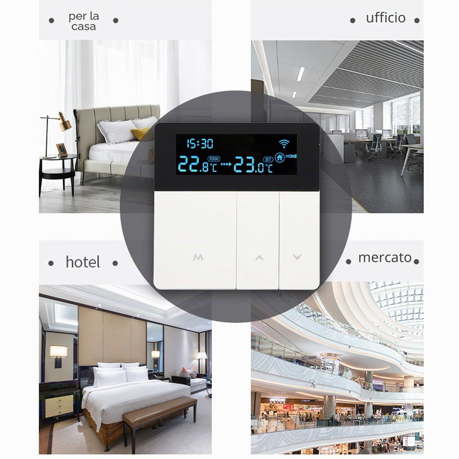 Termostato Intelligente 3A per Casa - Programmabile Con Schermo LCD a Colori, Alta Precisione per Riscaldamento Caldaia ad Acqua (Bianco)