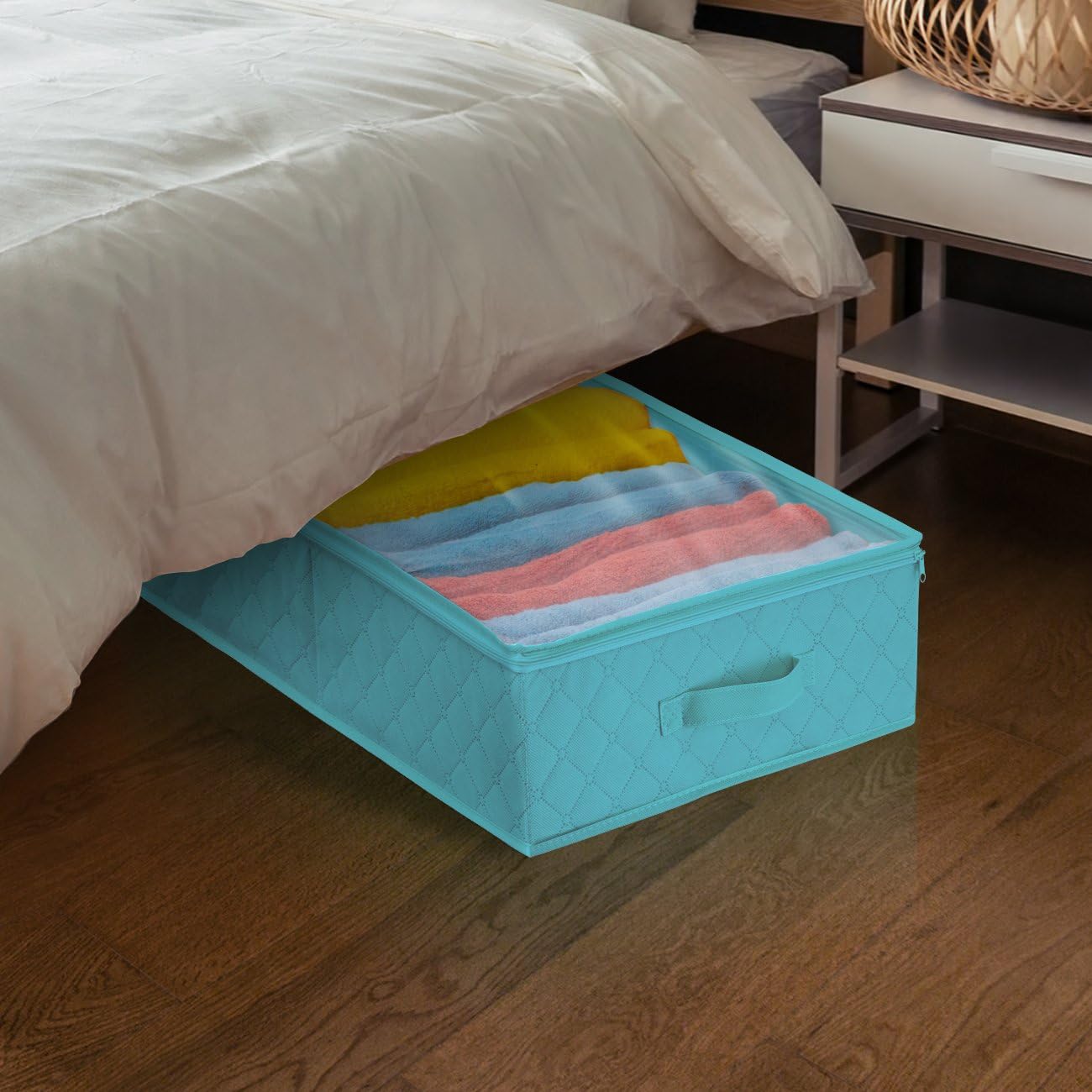 Sorbus Storage Bags Closet & Underbed Organizer Set, Clear Cover, Foldable with Carry Handles, Great for, Clothes, Linens, Bedding, Closets, Bedrooms, and more (Closet Organizer, Aqua)