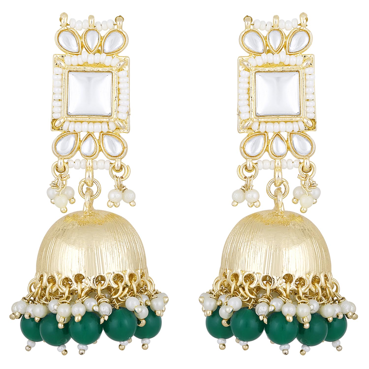 Peora Traditional Gold Plated Green Kundan Studded Jhumki Earrings Ethnic Fashion Jewellery Gift for Women & Girls (B0C8TXYT16) Amazon Price History, Amazon Price Tracker