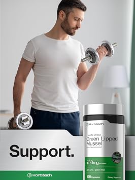 Horbaach Green Lipped Mussel |120 Capsules | from New Zealand | Premium Freeze Dried Mussel Powder | Non-GMO and Gluten Free