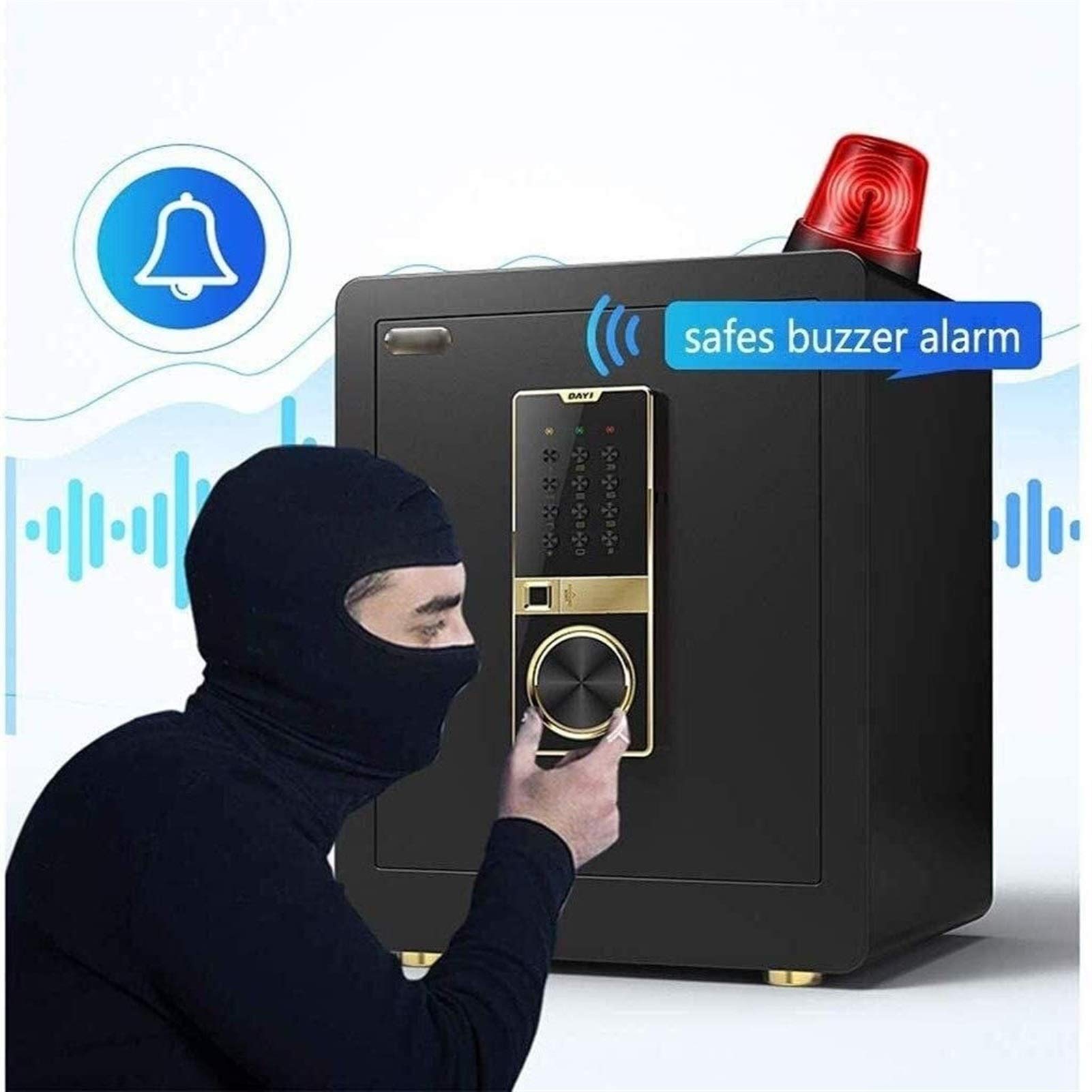 RLKHXBS Safe,Home Safe, Home Digital Safes, File Password Wall Mounted Fireproof Safe with Key Key Safe (Color : Gold)
