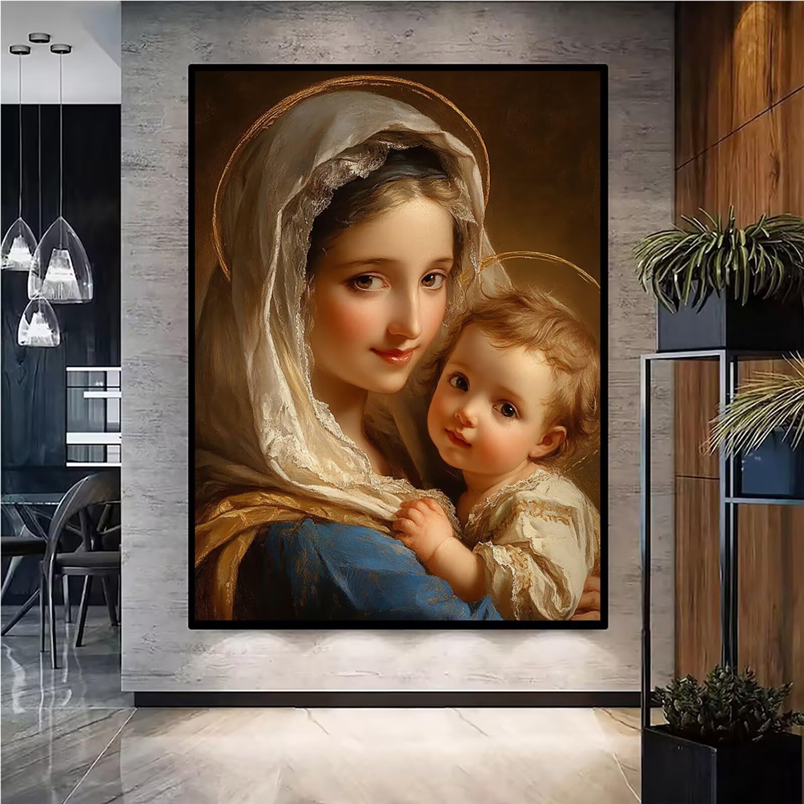 Diamond Painting Kit Completo, Diamond Painting Nostra Signora, 5D Pittura Diamante Kit Manualidades Adultos DIY Diamantini Crystal Art Disegni Ricamo a Punto Croce Artigianale, 60x90cm Donna j0-642