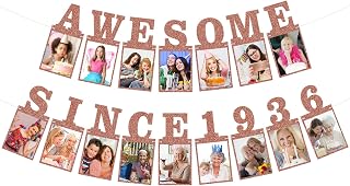 Pre-strung Awesome Since 1936 Photo Banner Birthday Decorations