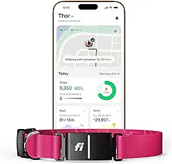 Nova coleira inteligente para cães Fi Series 3+ – rastreador GPS para cães com monitoramento de saúde e comportamento, cercas virtuais, alertas de fuga, à prova d'água, compatível com Apple Watch