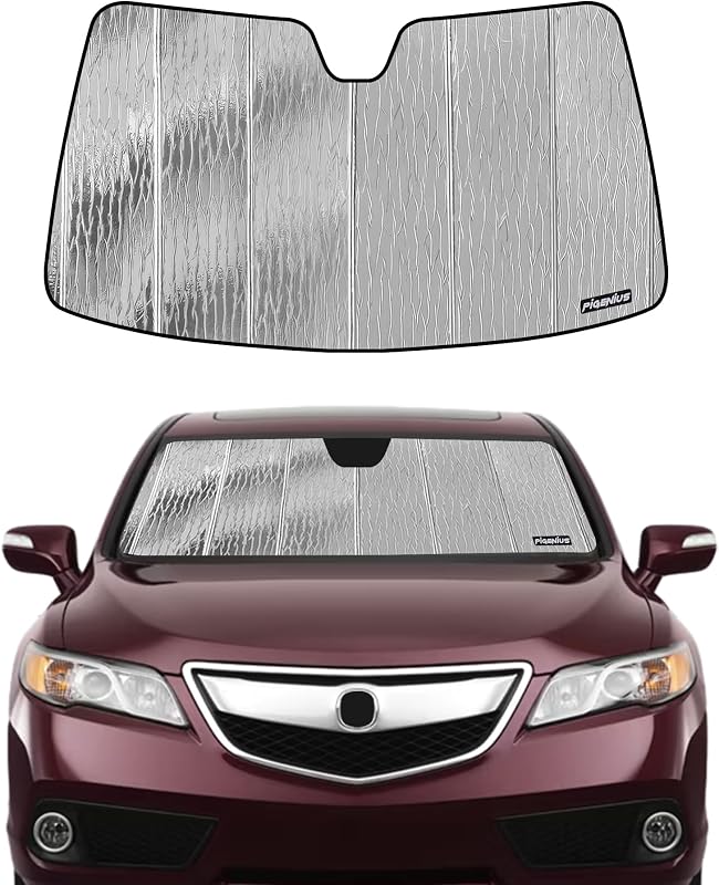 Protetor solar para para-brisa Pigenius para Acura RDX 2013 a 2018 sem câmera, dupla face prata e preta