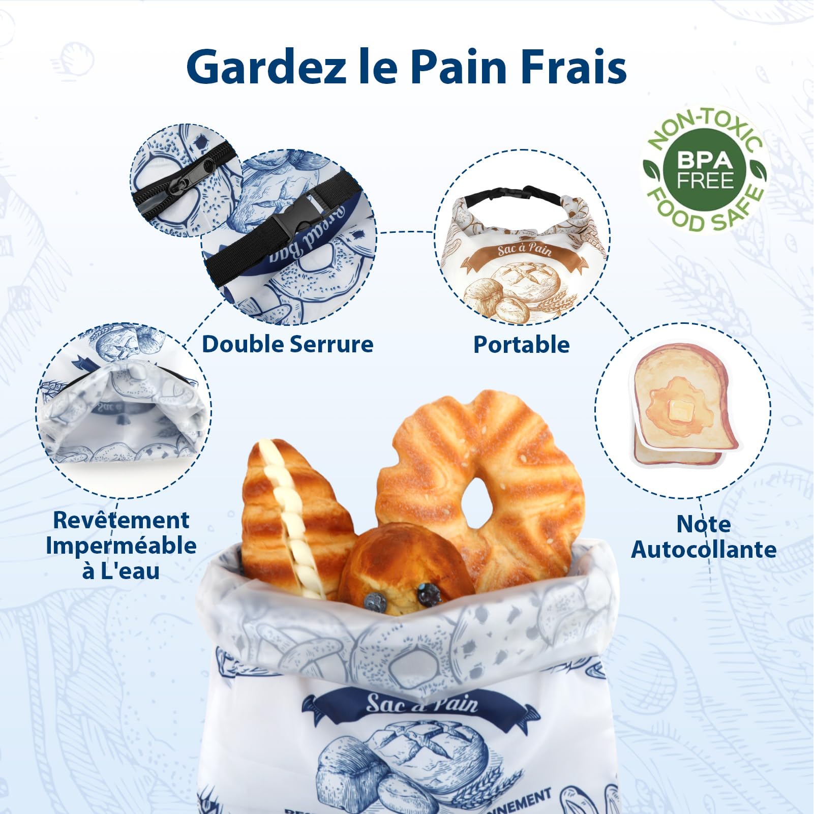 Sacs à pain réutilisables pour pain fait maison, garde le pain frais