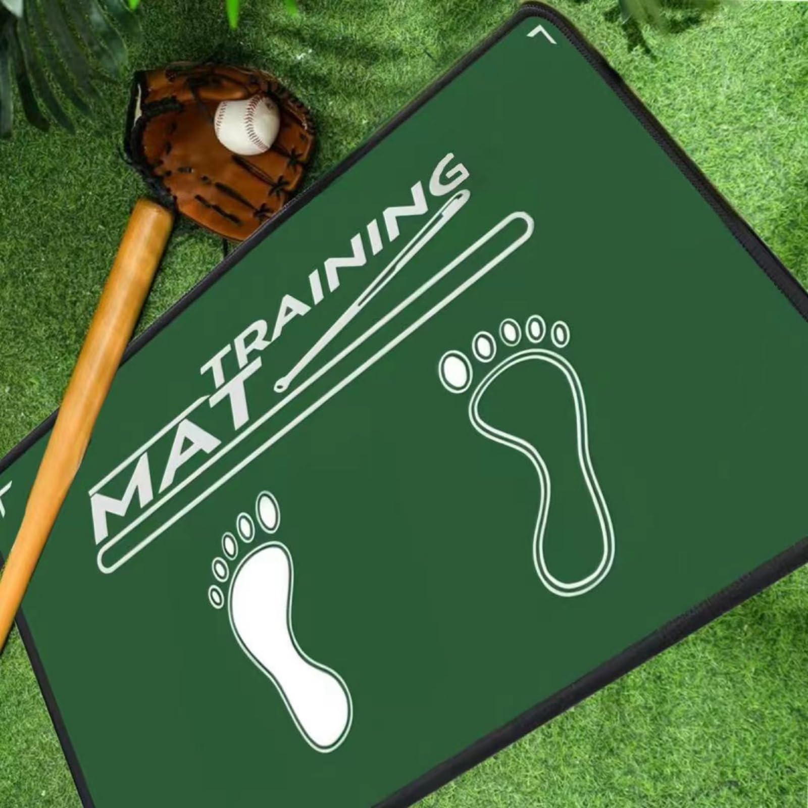 BWZYDY Baseball Batting Mat, Softball & Baseball Hitting Mat with Home Plate for Batter, Anti-Slip Batting Cage Mat W/Batting Stance Alignment Guide for Swing Pitching Training