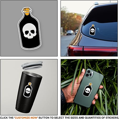 Miniatura 5 de YNhiCraft1921 - Calcomanías góticas para laptop en blanco y negro, calcomanías de tatuaje de calavera oscura, calcomanías de vinilo para vaso,