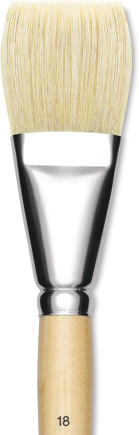 Utrecht Rhenish Pure Hog Bristle Brush - Flat, Size 18, Long Handle