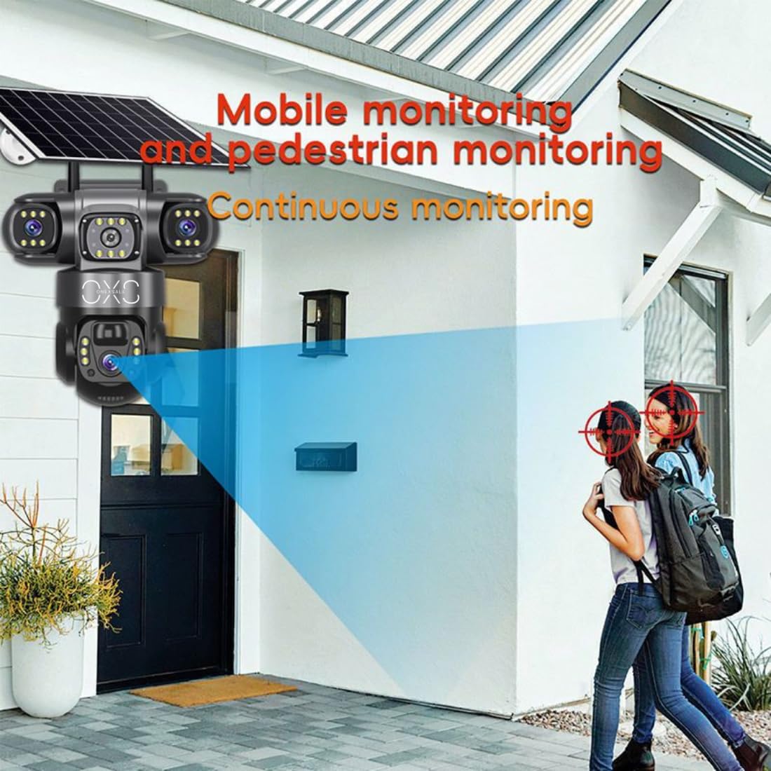 4G Solar Security Camera (Pack of 2) – Triple Lens 3MP, 360° PTZ, Color Night Vision, Auto-Tracking Human Detection, Two-Way Audio, 18000mAh Battery, IP66 Waterproof Wireless Outdoor CCTV, No WiFi 1