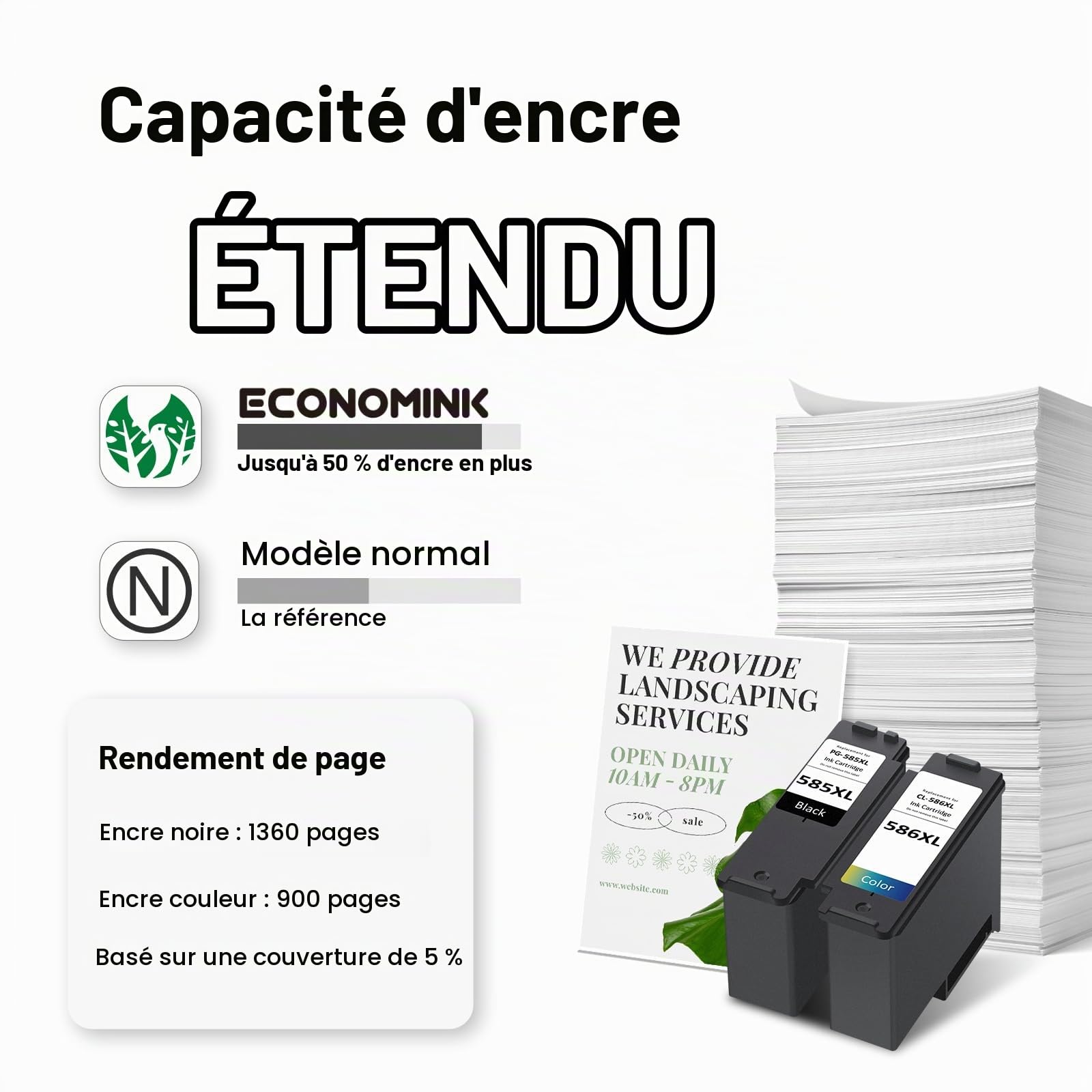 Cartouches d'encre PG-585XL / CL-586XL Multipack Haute Capacité – Jusqu'à 2.260 Pages, Compatibles Canon 585 586, pour PIXMA TS7650i, TS7640i, TS7740i, TS7750i