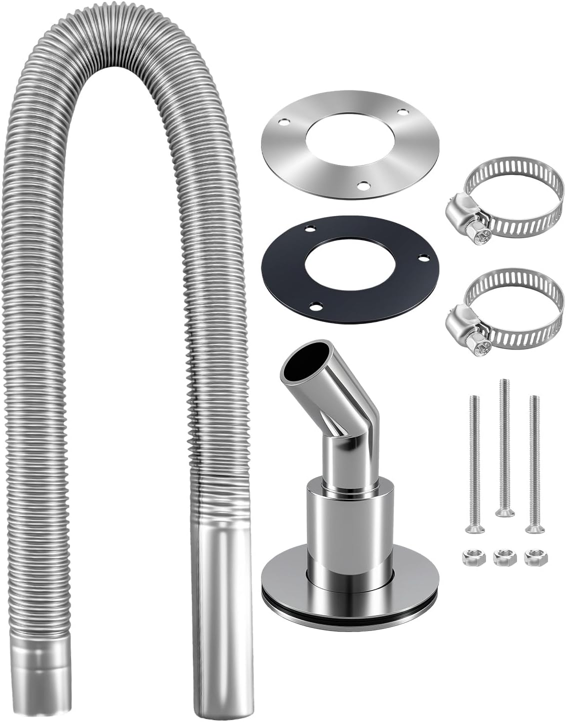 Thru Hull Exhaust Kit, 316 Stainless Steel Exhaust Fitting and 24mm Inner Fitting Hose Pipe