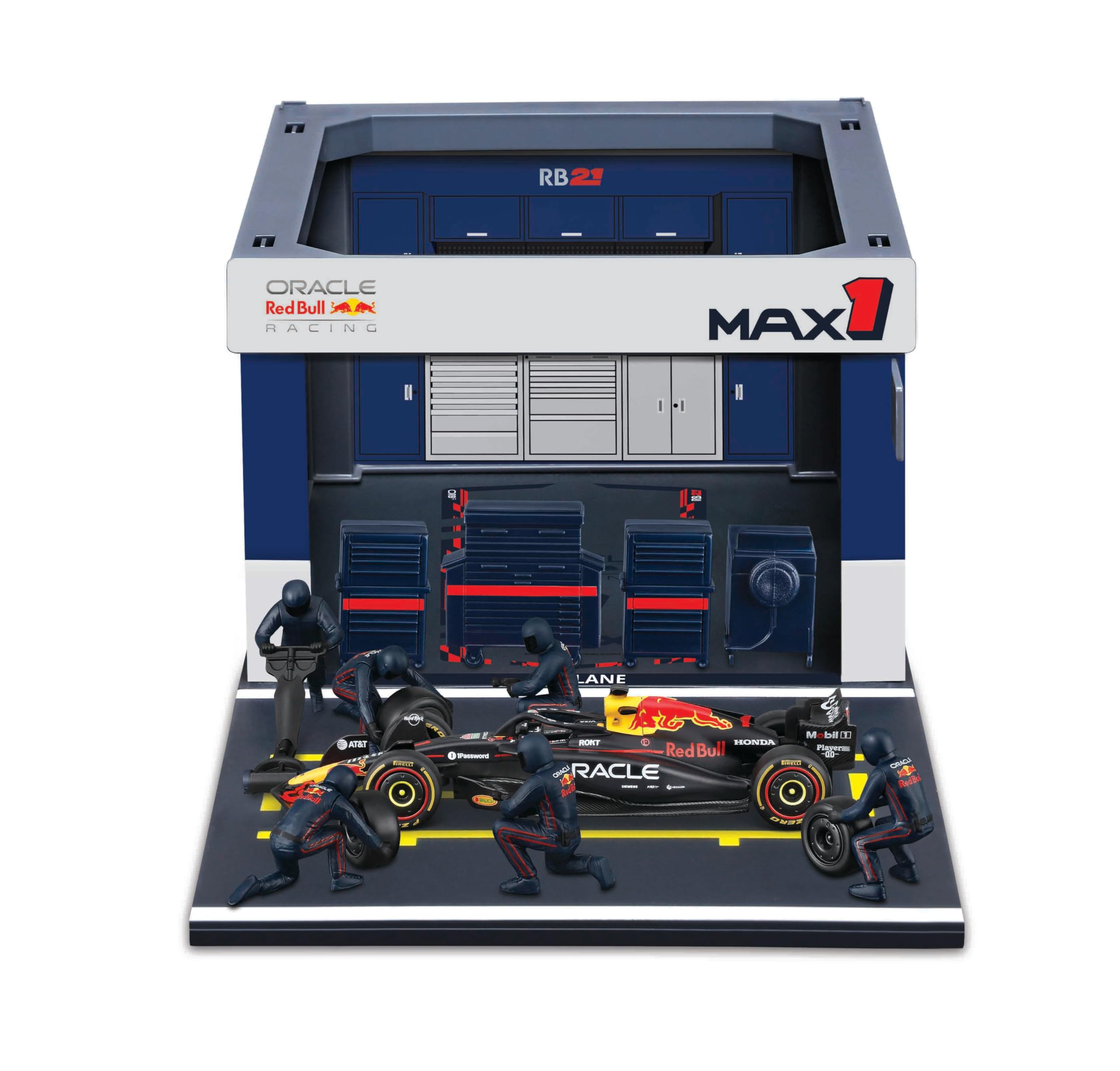 Bburago 1:43 Scale Oracle Red Bull Racing RB21 F1 2025 Pit Pass Diorama Set – Max Verstappen | Official Red Bull Racing Licensed Die-Cast | Pit Lane Scene Display | F1 Collector's Model