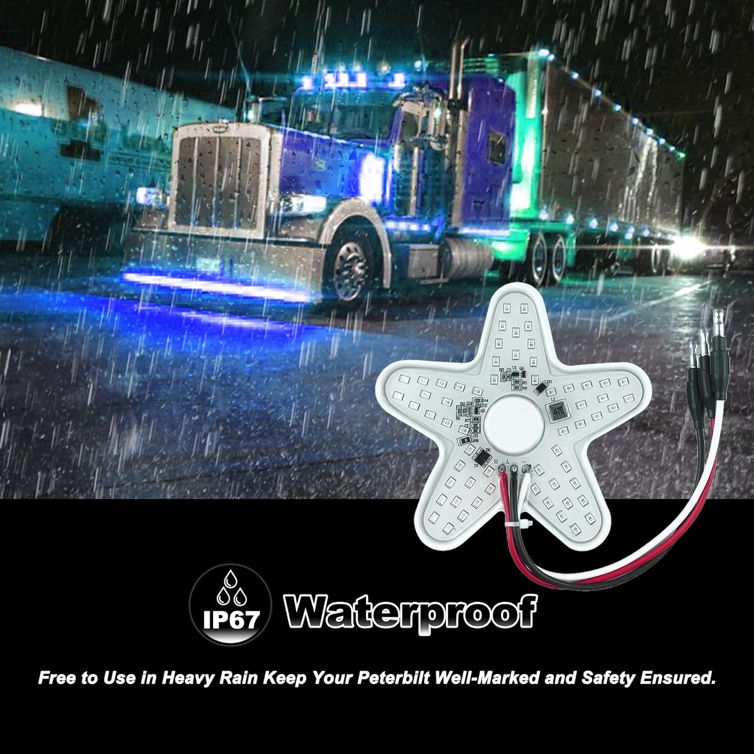 Peterbilt Air Breather Lights A13 Ultra-Thin Hex Style Air Breather Lamp for Peterbilt 379 389 Semi Trucks Kenworth Freightliner 60 Diodes 4.8" Inch 2Pcs Blue