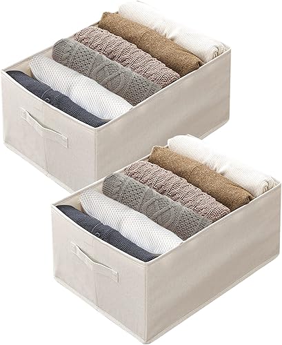 Paquete de 2 organizadores de ropa de armario 6 rejillas grandes con tabla de apoyo organizadores plegables de lino de algodón y almacenamiento caja