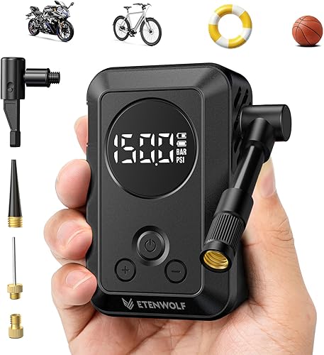 ETENWOLF S0 Mini bomba de bicicleta, inflador de neumáticos de 150 PSI, compresor de aire portátil para bicicletas, automóviles, motocicletas y