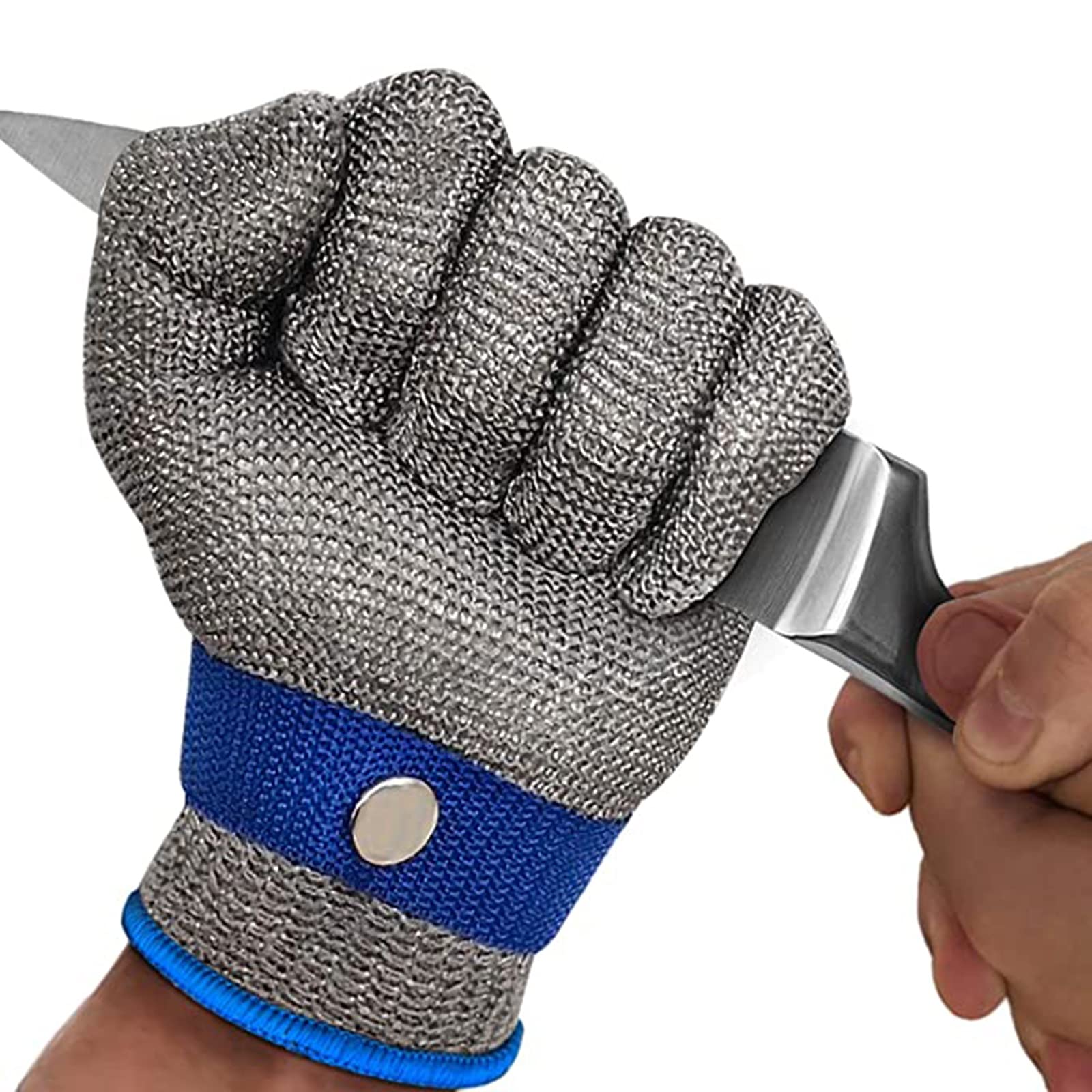 WXYZ Guantes Anticortes Guantes de alambre de acero de malla, guantes de trabajo de seguridad protectores de grado 5, impermeables de metal, a prueba de agua, resistente al desgaste y guantes antidesl