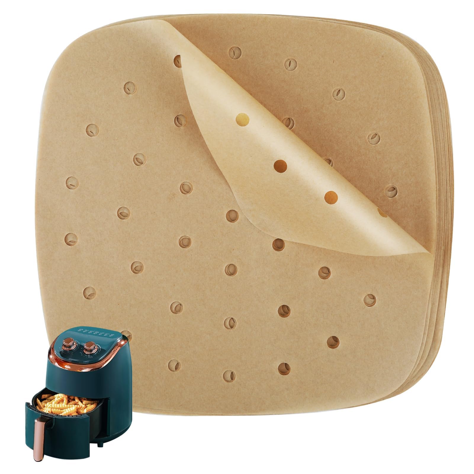 250 Hojas de Papel para Freidora de Aire,Papel Freidora Aire,Papel Para Freidora de Aire,Papel Air Fryer Cuadrado,Antiadherente y Resistente a Líquidos, Compatible con Cosori, Cecotec y Otras Marcas