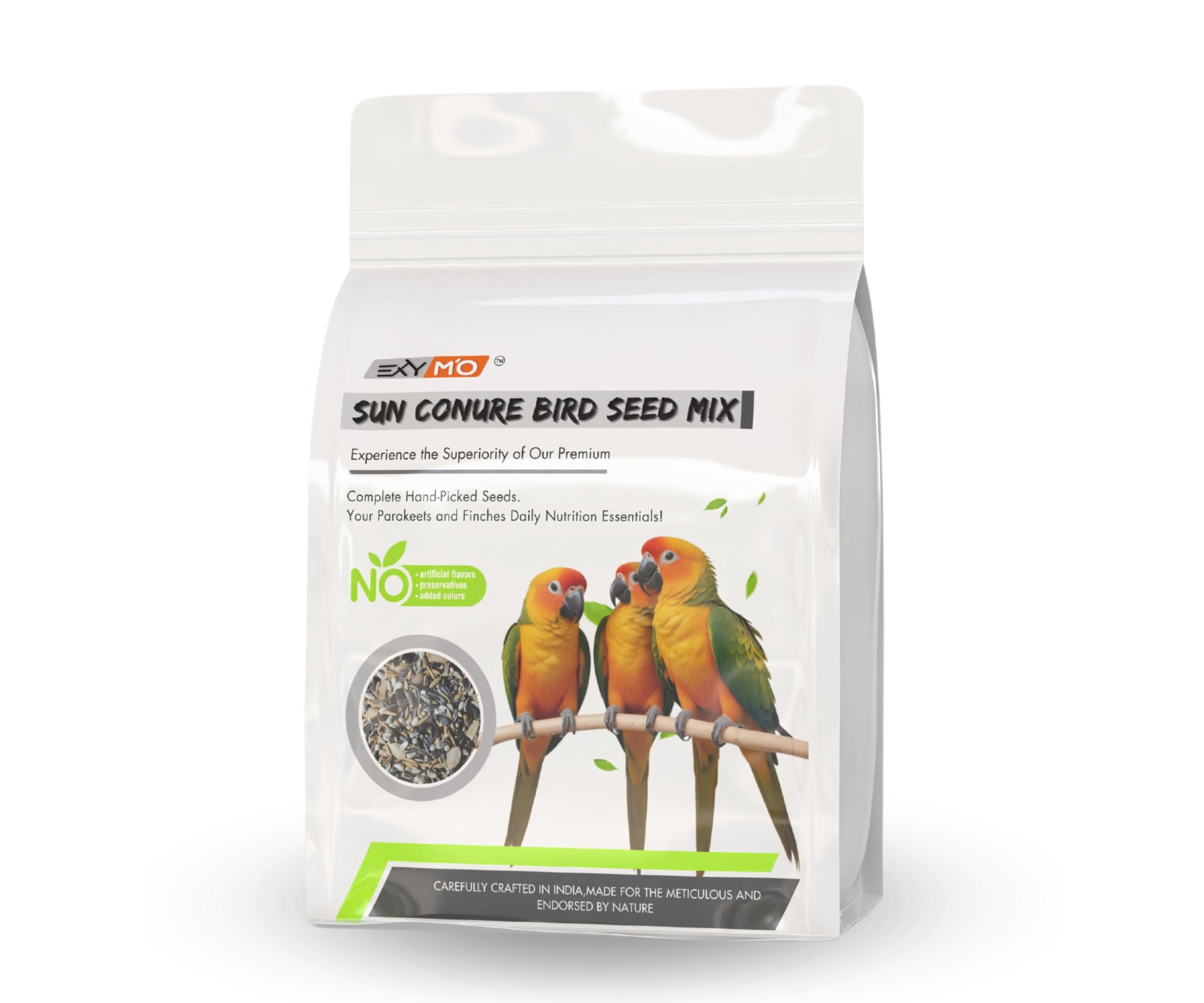 Exymo Birds Food for Sun Conure | Healthy & Natural Premium Seed Mix |.Bird Food for Also Canaries, Finches,Budgies,Lovebirds,Cockatiels,African Birds | 450g (B0D523MF77) Amazon Price History, Amazon Price Tracker