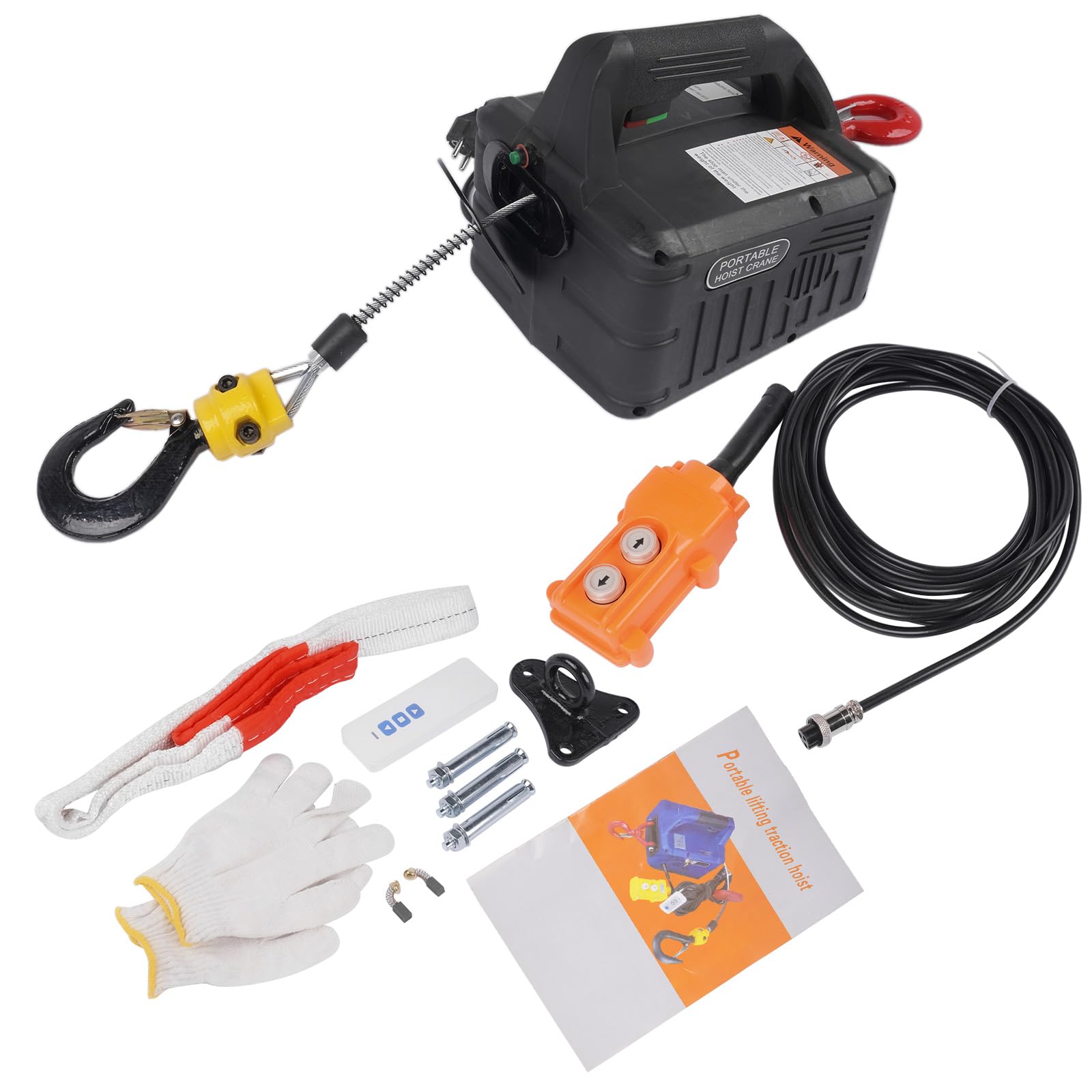 Elektryczna wciągarka linowa 3 w 1, 1500 W, 500 kg, przenośna, z ulepszonym wyłącznikiem krańcowym na podczerwień GLOSSY AUTO PARTS