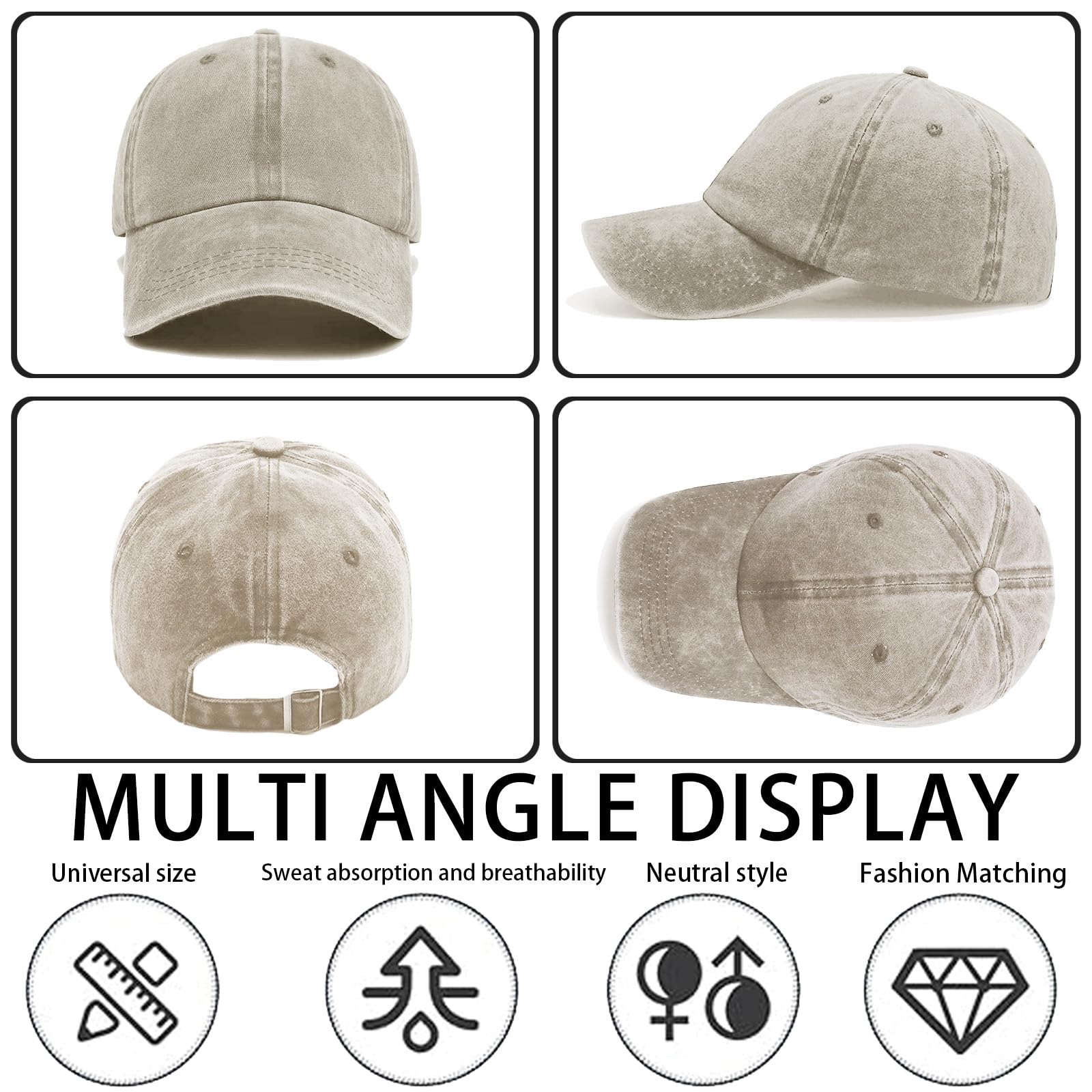 Retro Gorra Beisbol Mujer, Gorra de Gorra Beisbol Lavada y Desgastada, Gorra Mujer Verano, Visera para para Hombres y Mujeres