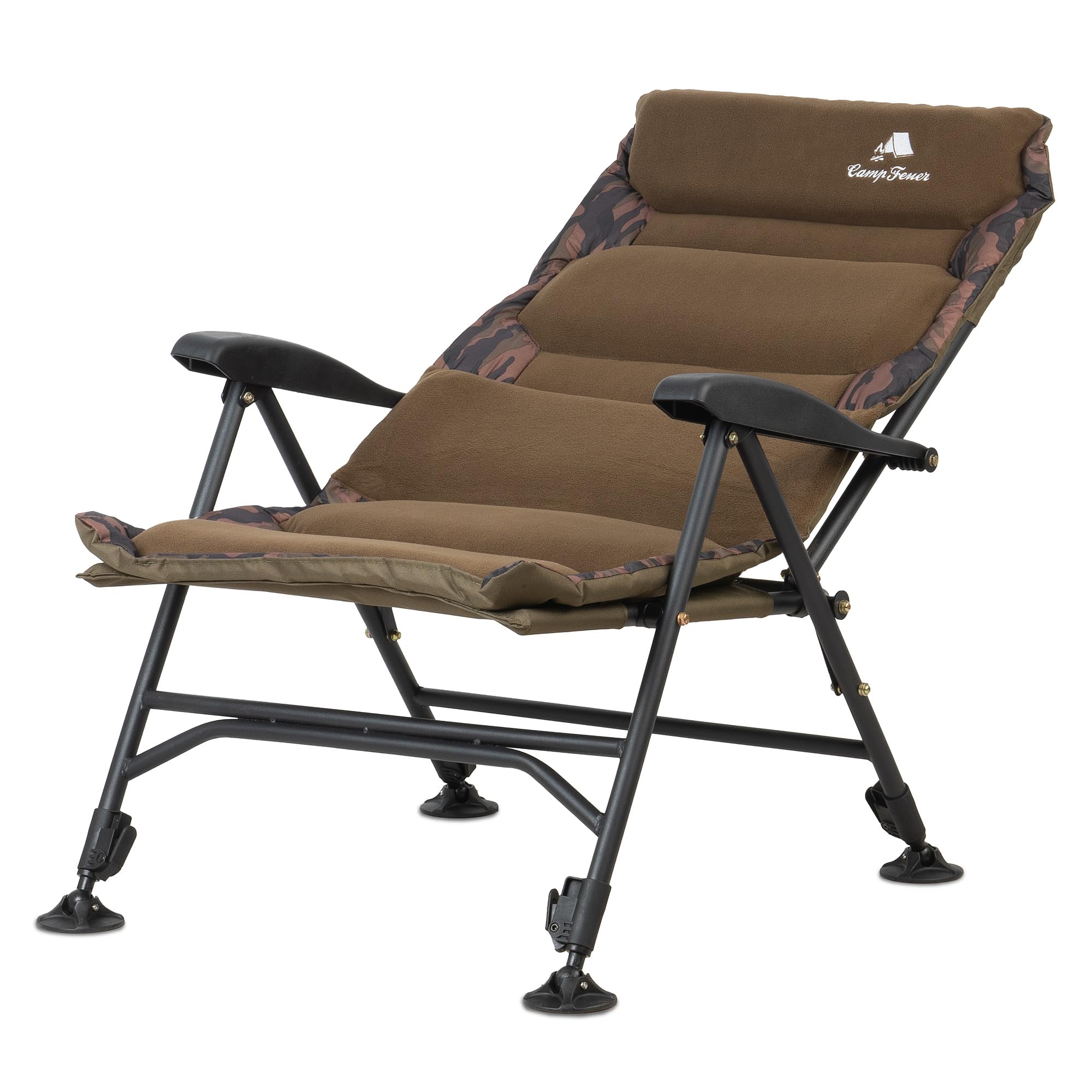CampFeuer Silla de Pesca Plegable Camuflaje Marrón | Silla de Camping Regulable en Altura | Silla Plegable Carpa | Silla de Viaje, amping, Acampada, Pesca | Silla para Carpas, Silla Reclinable