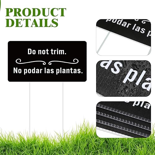 Miniatura 3 de Menkxi 2 letreros bilingües de plantas con estacas de plástico, letreros bilingües de plantas de 9.2 x 4.9 pulgadas, marcadores de jardín de