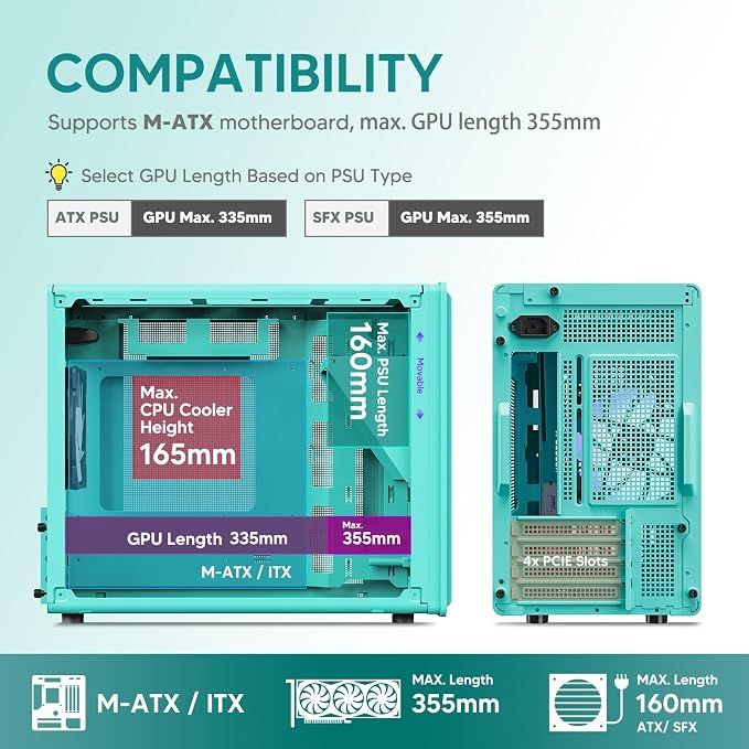 Gabinete Vetroo M06 Mini Tower Micro-ATX/Mini-ITX Verde miniatura 3