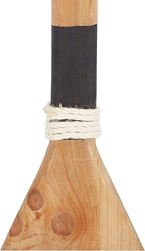 Vista 62 de Deco 79 Decoración de pared con remo de madera para el hogar, letrero de playa con detalles azules y detalle de cuerda, arte de pared de 6 x 2 x 47