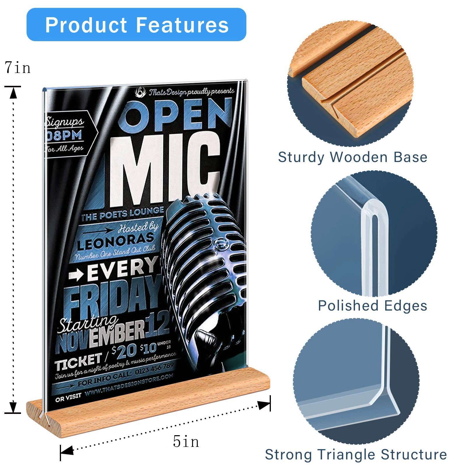 Kersally Acrylic Sign Holder 7 X 5'', 3 Pack Double-Sided - View #2