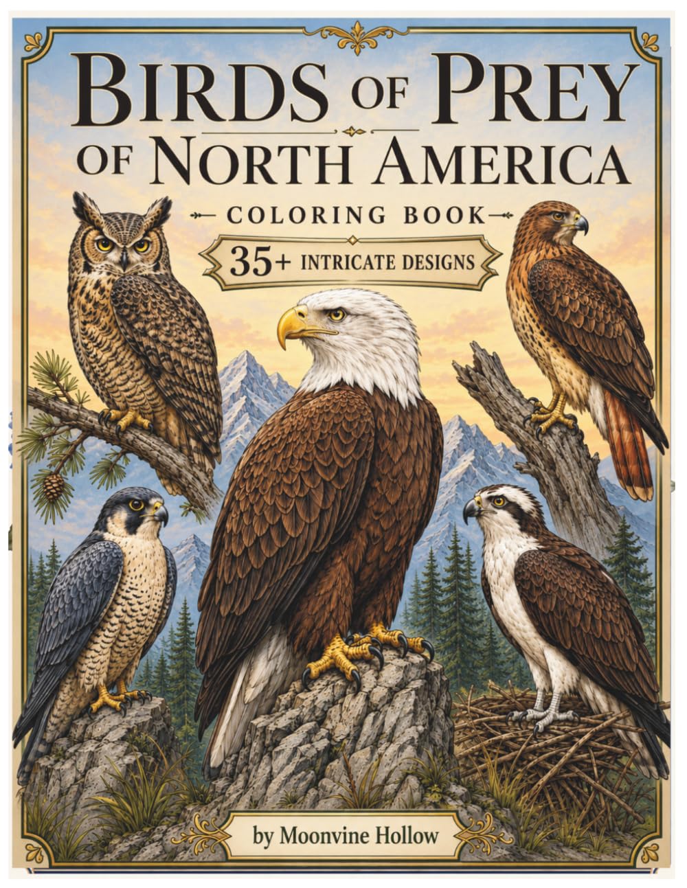 North American Birds of Prey: An Intricate Raptor Coloring Book Featuring Eagles, Hawks, Falcons, Owls & More