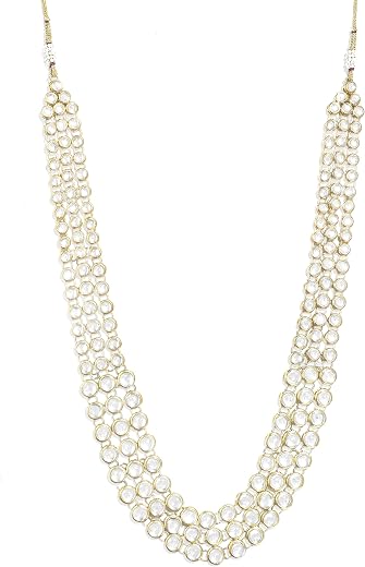 Karatcart Traditional Gold Plated Kundan Maharaja Moti Mala for Men