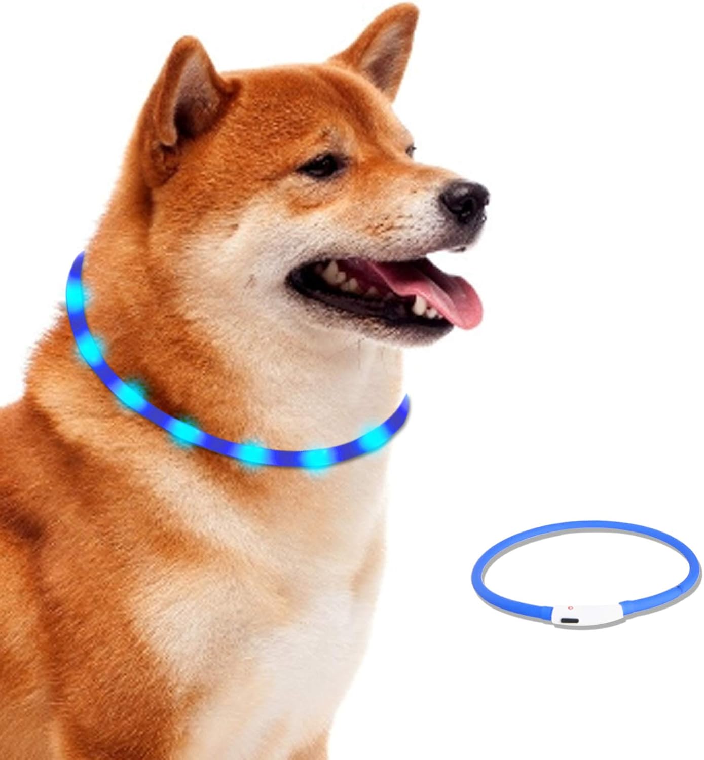 LED Dog Collar, Light Up Dog Collar USB Rechargeable Dog Collar Light
