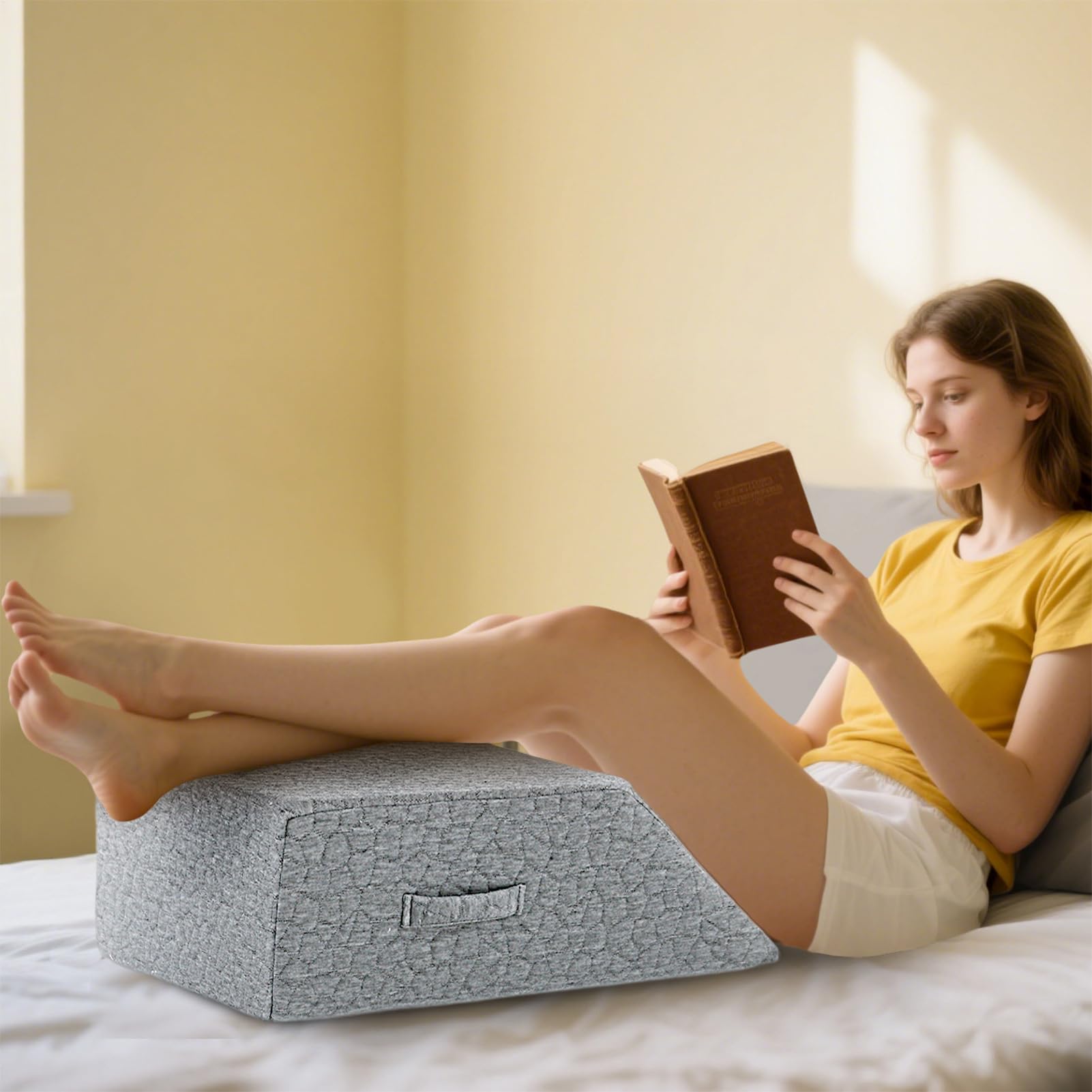 Poduszka na nogi, klin podwyższający, ergonomiczna poduszka nośna, rdzeń z miękkiej pianki, nadająca się do prania pokrowiec, lekka konstrukcja, pomoc zmniejszająca nacisk, wygodny kąt, idealna do
