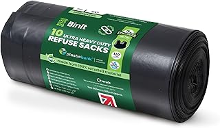 BIN IT 10 x Müllsäcke, ultra robust, 120 Liter XL Müllsäcke, Müllbeutel, 80 kg Hub-getestet, super stark, 60 µm, perfekt für Haushalt, Büro, Garten, Gewerbe, Heimwerker, Caterer, Bauarbeiter