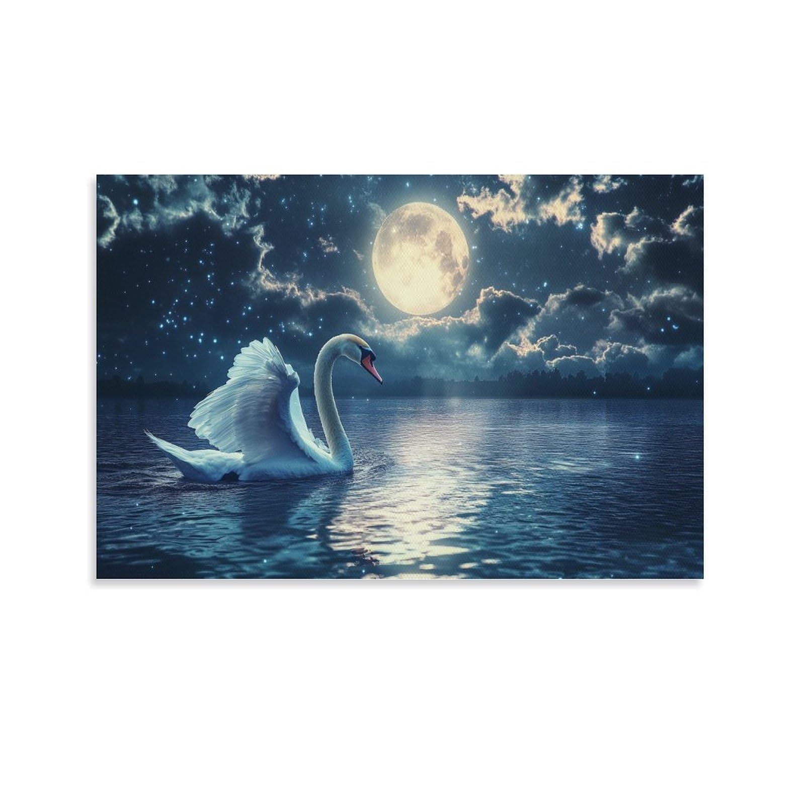 Yyvkpmlxc Unframe-Style-8 Art Giclee Swan Canvas Artwork Artistic Style Pictures On Canvas Wall Art Print Painting Pictures Decor By Paintings Ready To Hang For Home Decor 20X30inch(50X75cm)