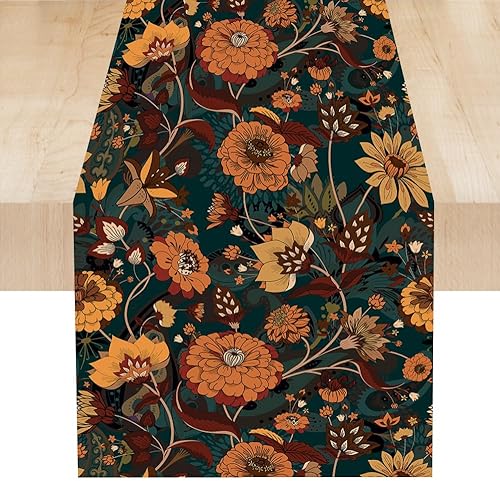 Miniatura 47 de Camino de mesa de mediados de siglo, bandera retro atómica Starburst de los años 50 abstracto geométrico espacio decoración de mesa para el hogar,