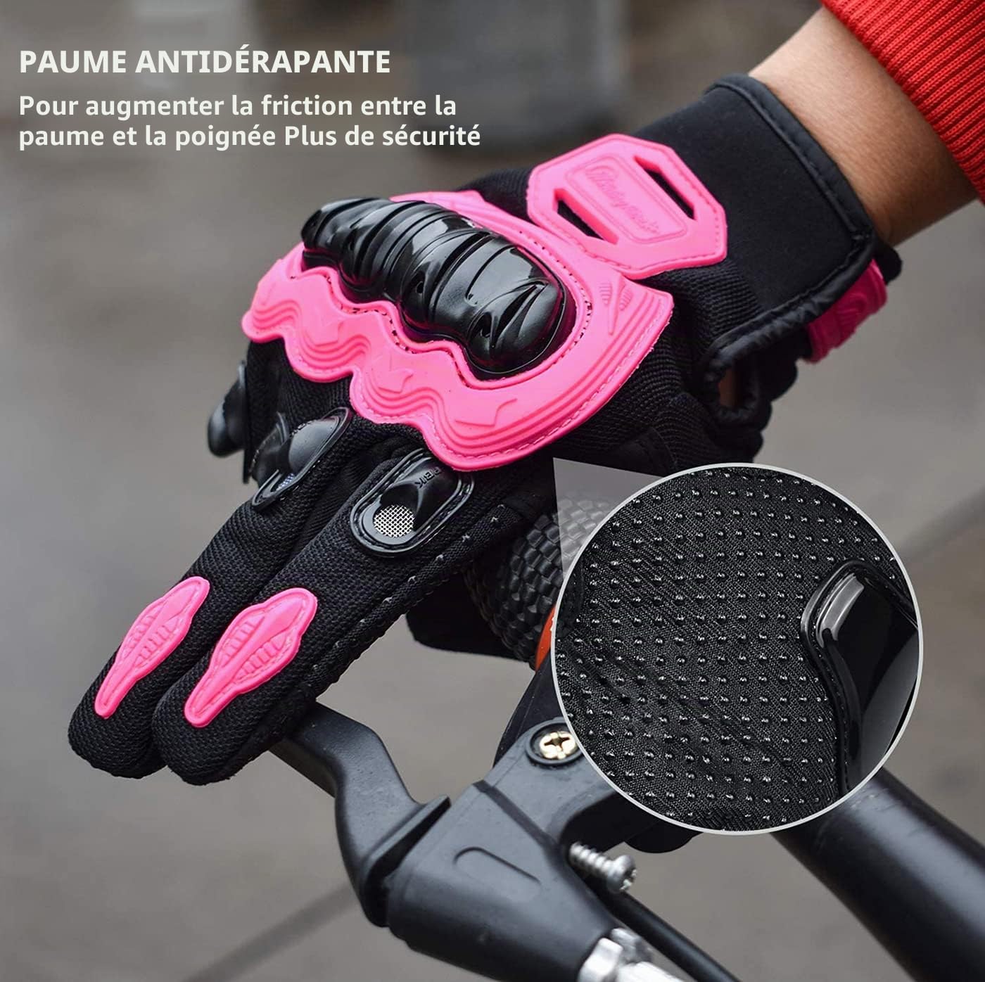 Gants De Moto Quatre Saisons Antidérapants pour Hommes Et Femmes Peuvent Toucher L'écran,Pink-M