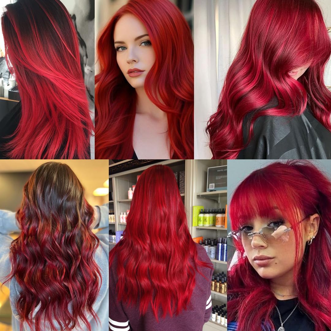 Amazon.com : RINBOOOL Red Hair Extensions Clip in, 22 Inch  display picture 1