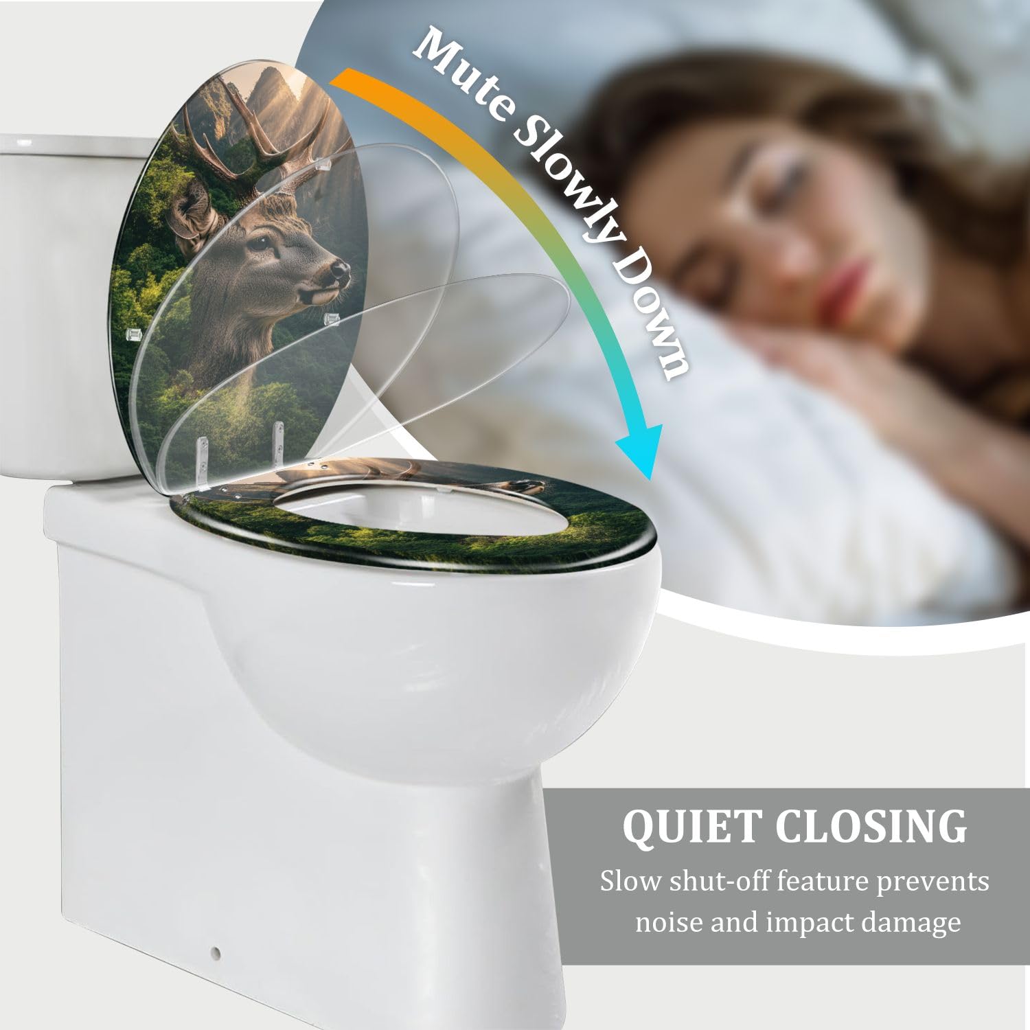 Asiento de inodoro alargado Natural Harmony para baño