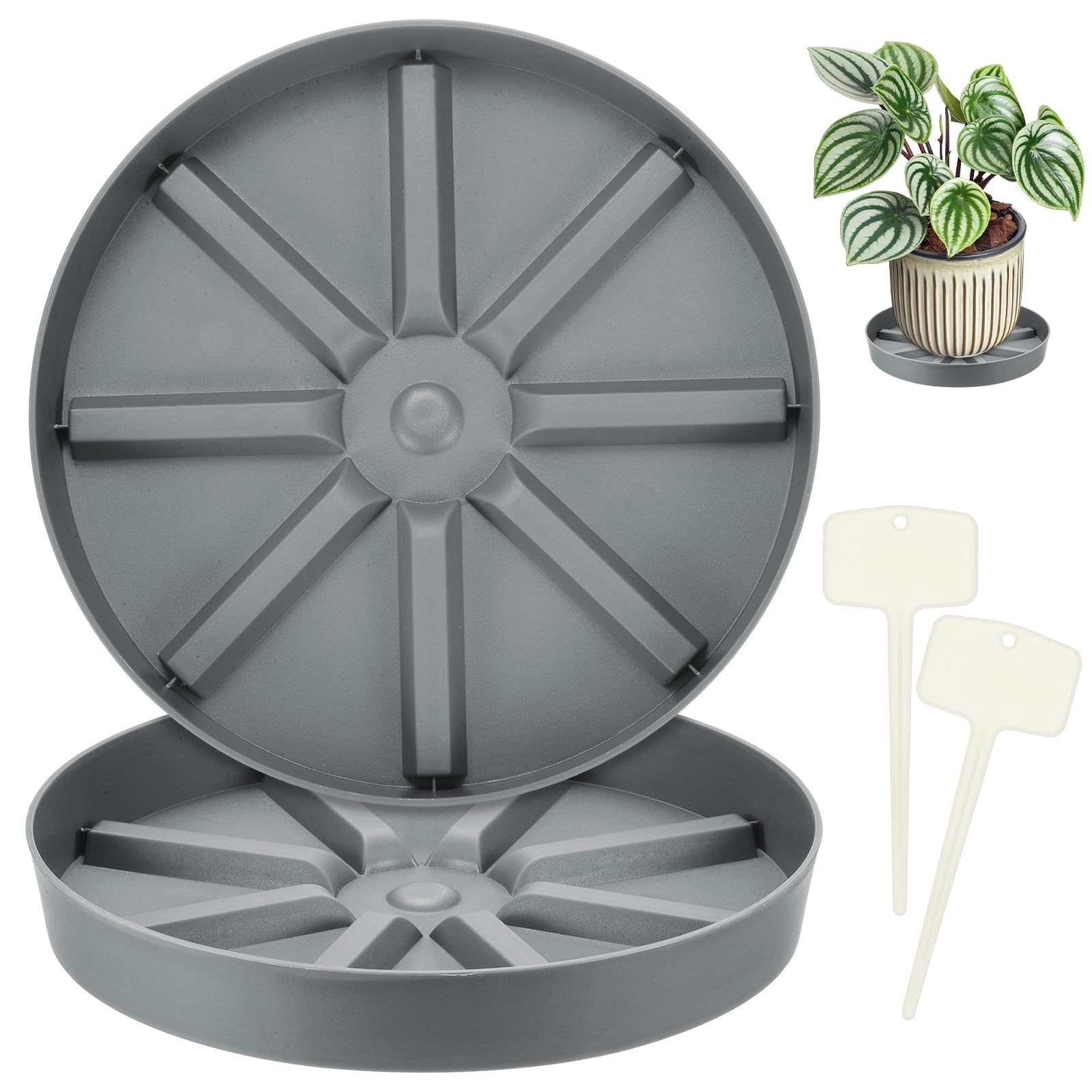 M METERXITY 2-Pack Plant Saucer 9.65 in/24.5 cm Plastic Plant Trays