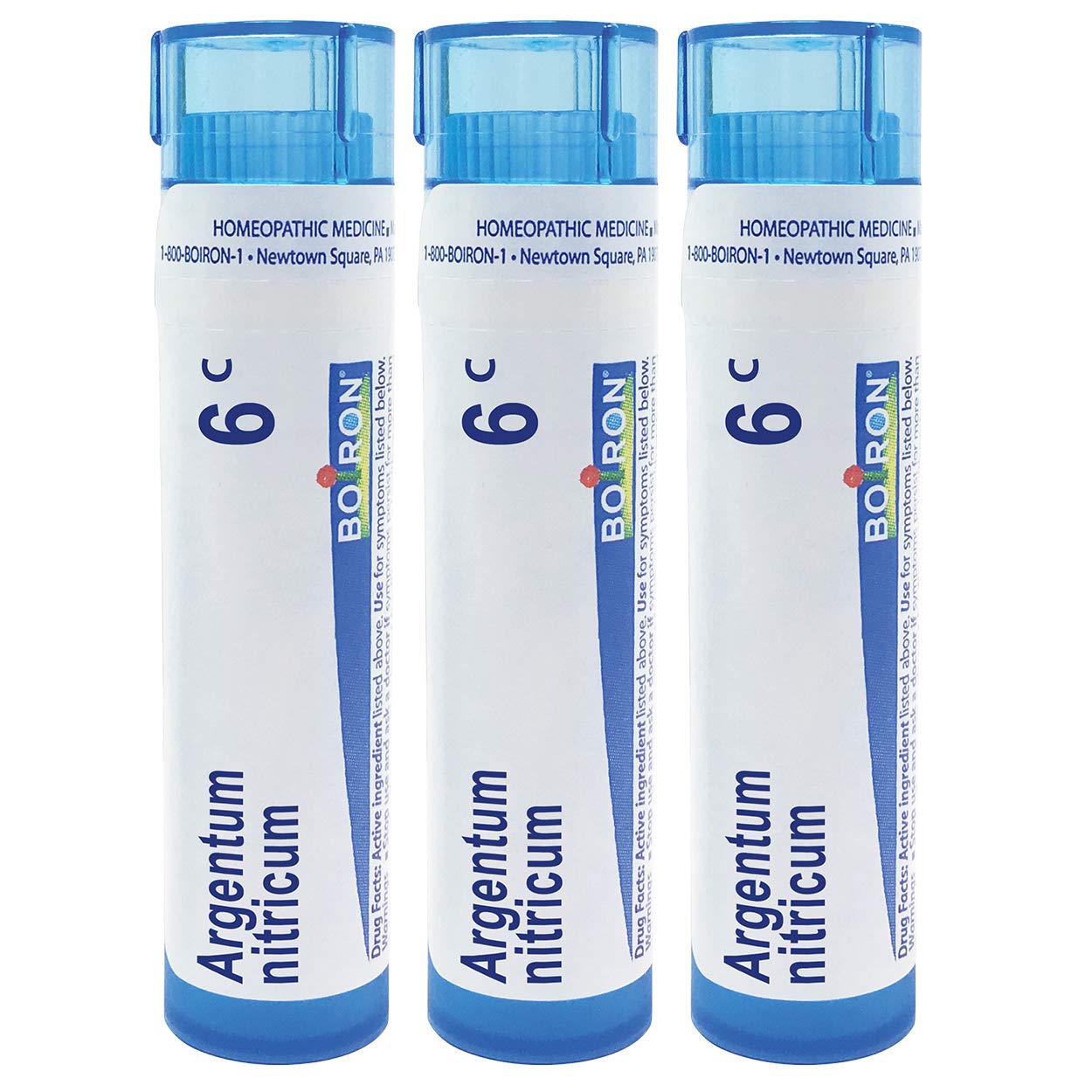Boiron Argentum nitricum 6c, 80 pellets, homeopathic Medicine for Apprehension with Heartburn, 3 Count