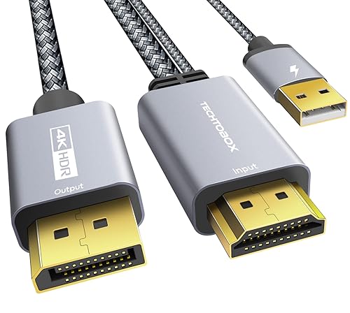 Miniatura 7 de TECHTOBOX Adaptador HDMI a DisplayPort 8K, 4K120Hz no bidireccional HDMI a puerto de pantalla, solo de HDMI a DP, HDMI macho a puerto de pantalla,